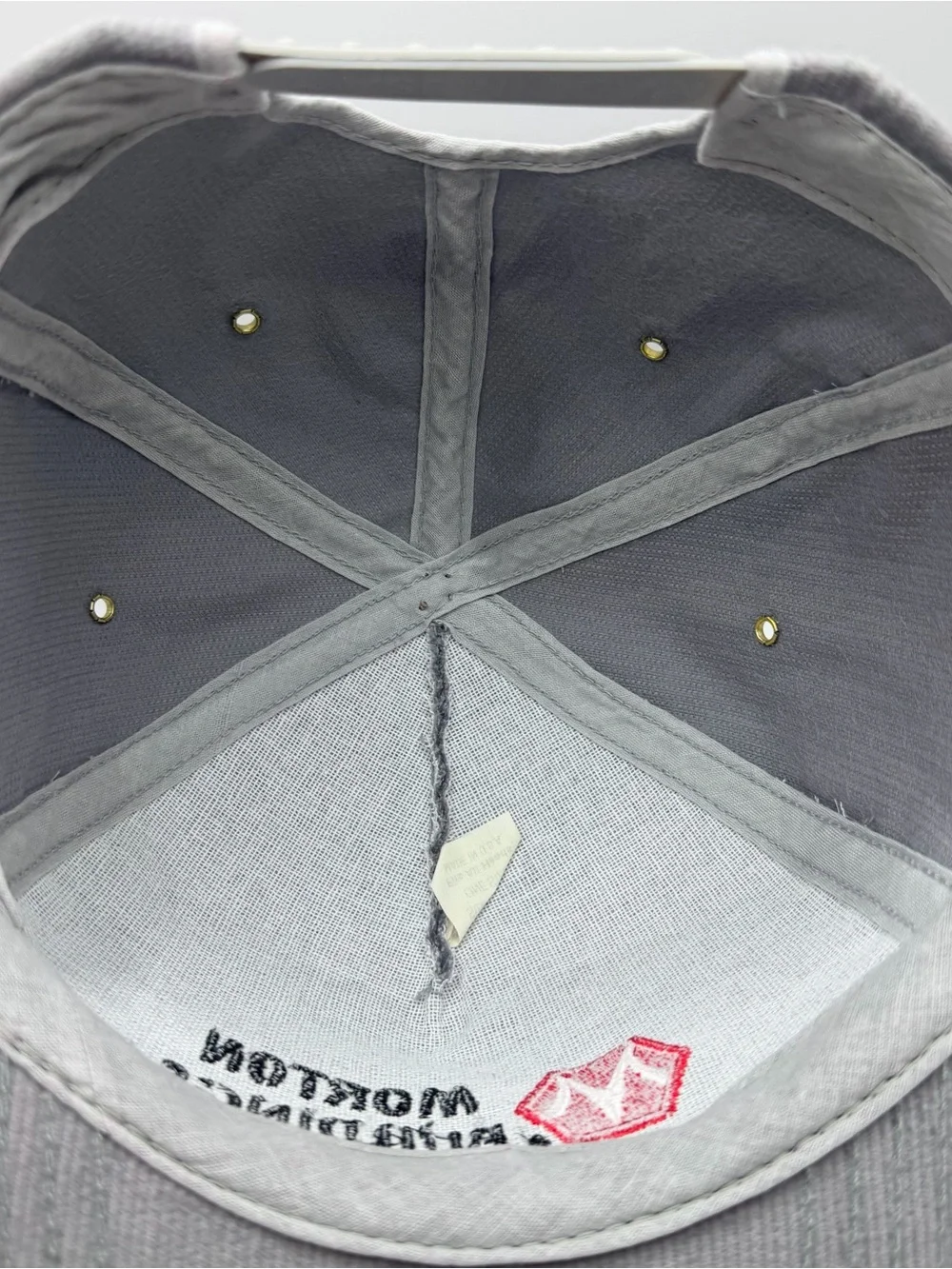 Vintage Morton Buildings Gray Corduroy USA Made Size-A-just SnapBack Cap